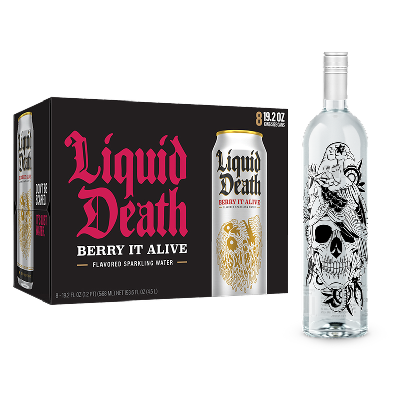 Superbird Blanco Tequila, Liquid Death Berry It Alive Sparkling Water 8pk 19.2 oz King Size Cans