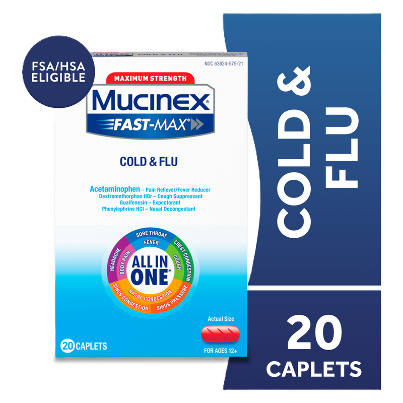 Mucinex Maximum Strength Fast Max Cold & Flu Caplets - 20 Ct
