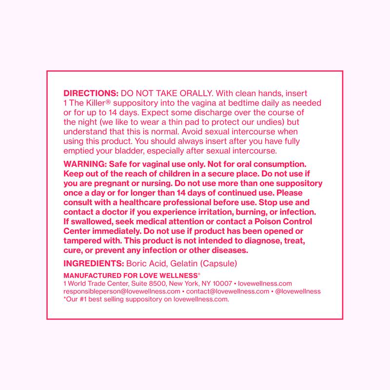 Love Wellness The Killer Boric Acid Vaginal Suppositories 14ct