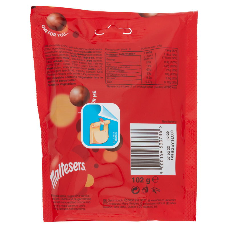 Maltesers Chocolate Pouch, 102g