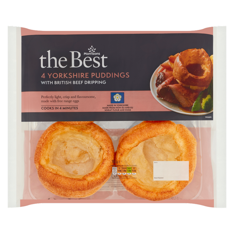Morrisons The Best 4 Yorkshire Puddings with British Beef Dripping, 192g