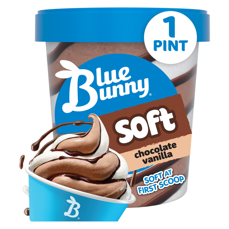 Blue Bunny Chocolate Vanilla Soft Pint 16 oz