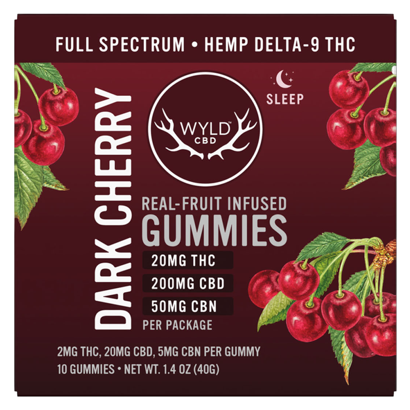Wyld Dark Cherry 2mg THC, 20mg CBD, 5mg CBN Gummies, 10 Count