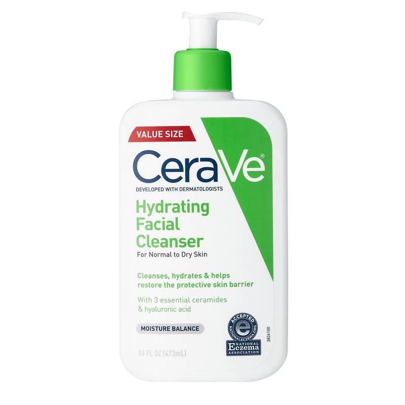 CeraVe Hydrating Face Wash with Hyaluronic Acid and Glycerin for Normal to Dry Skin