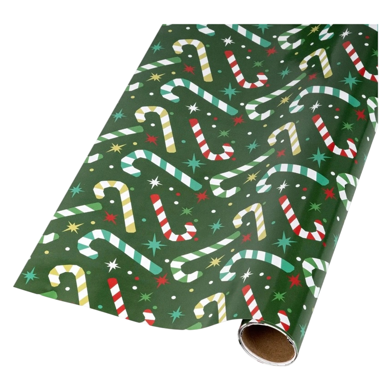 Holiday Reversible Wrapping Paper, Be Merry Candy Stripe/White Polka Dot, 30" X 10' 