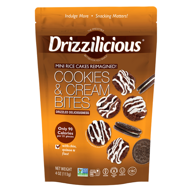 Drizzilicious Drizzled Cookies & Cream Mini Rice Cake, 4oz