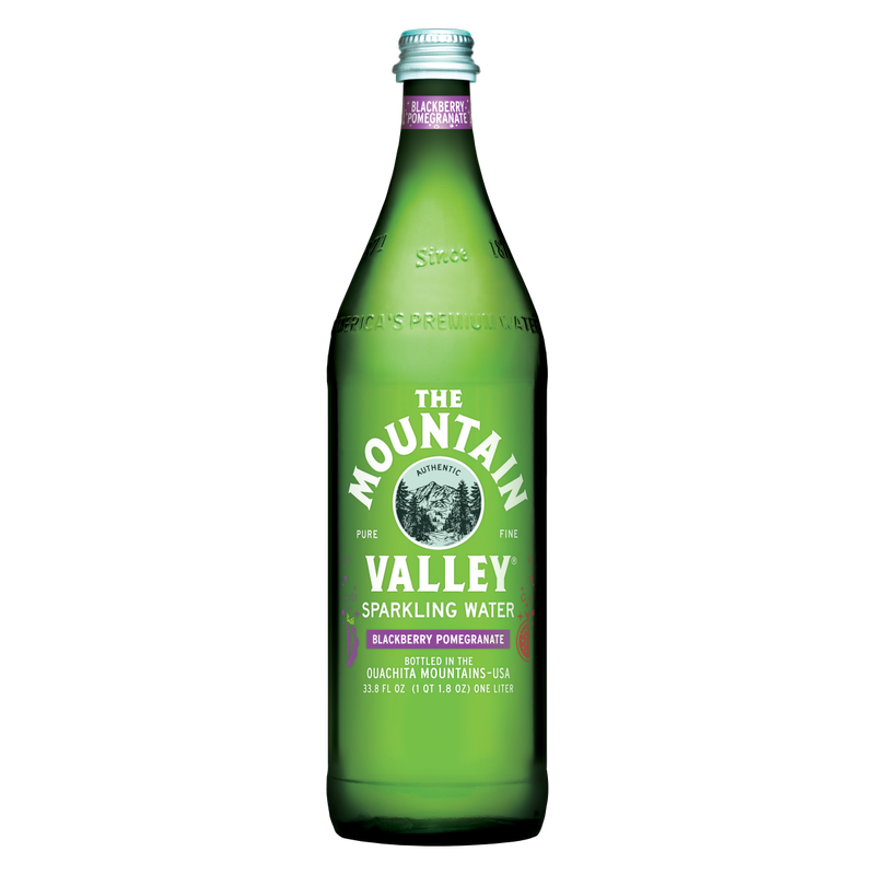 Mountain Valley Sparkling Water Blackberry Pomegranate 1L Glass Bottle