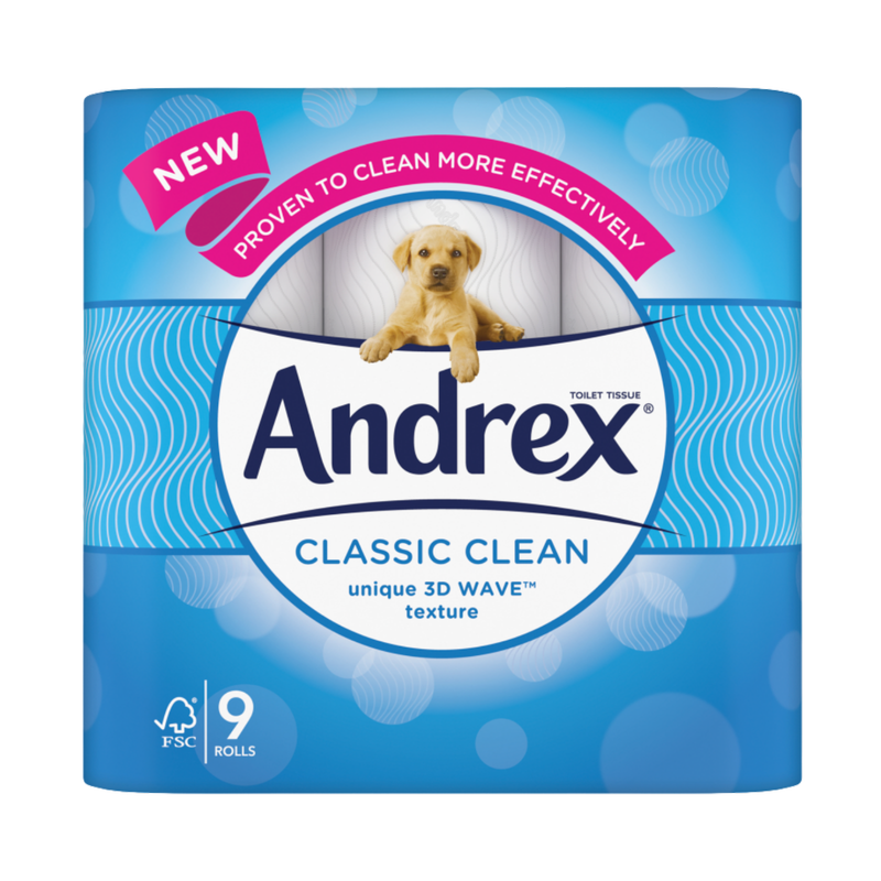 Andrex Classic Clean Toilet Roll, 9pcs