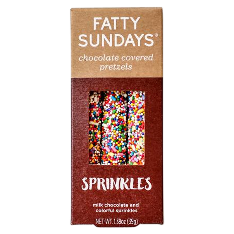 Fatty Sundays Sprinkle Chocolate Covered Pretzels 3ct box 1.38oz