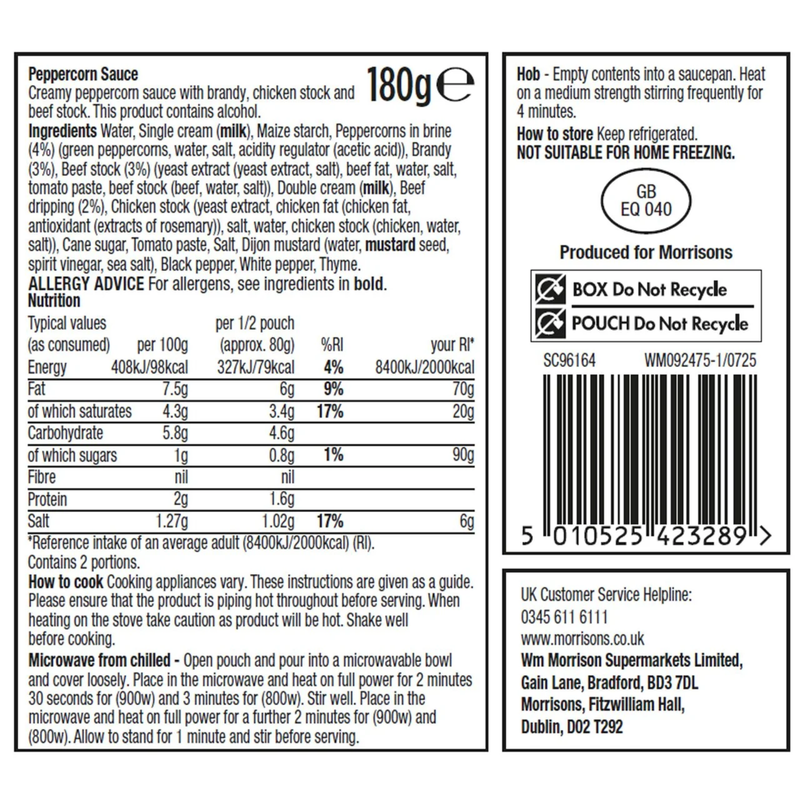 morrisons cigarettes price list Morrisons The Best Peppercorn Sauce, 180g : Quick Meals fast delivery by  App or Online