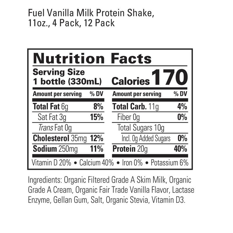 Organic Valley Fuel High Protein Vanilla Shake 11oz