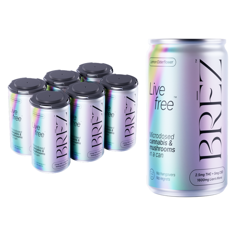 BREZ 2.5mg THC 1600mg Lion's Mane 6pk 7.5oz Can