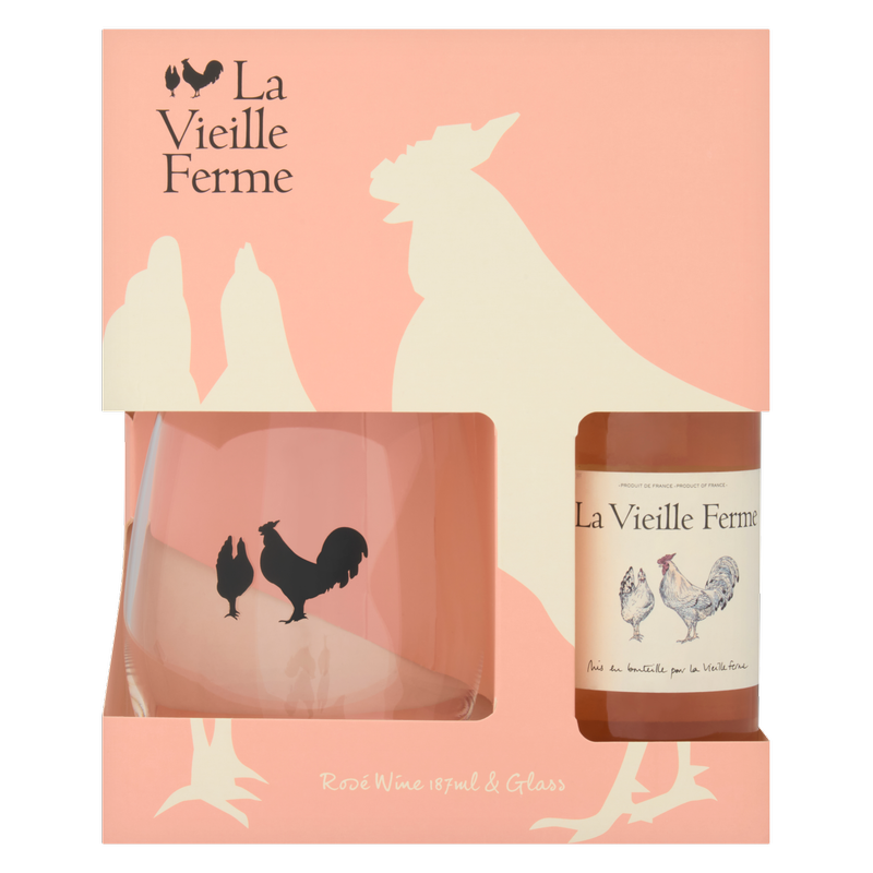 La Vieille Ferme Rose Wine 187ml & Glass Gift Set, 1pcs