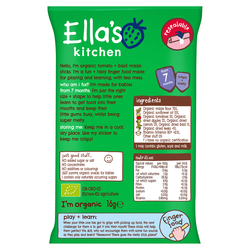 Ella's Kitchen Organic Tomato & Basil Melty Sticks, 17g