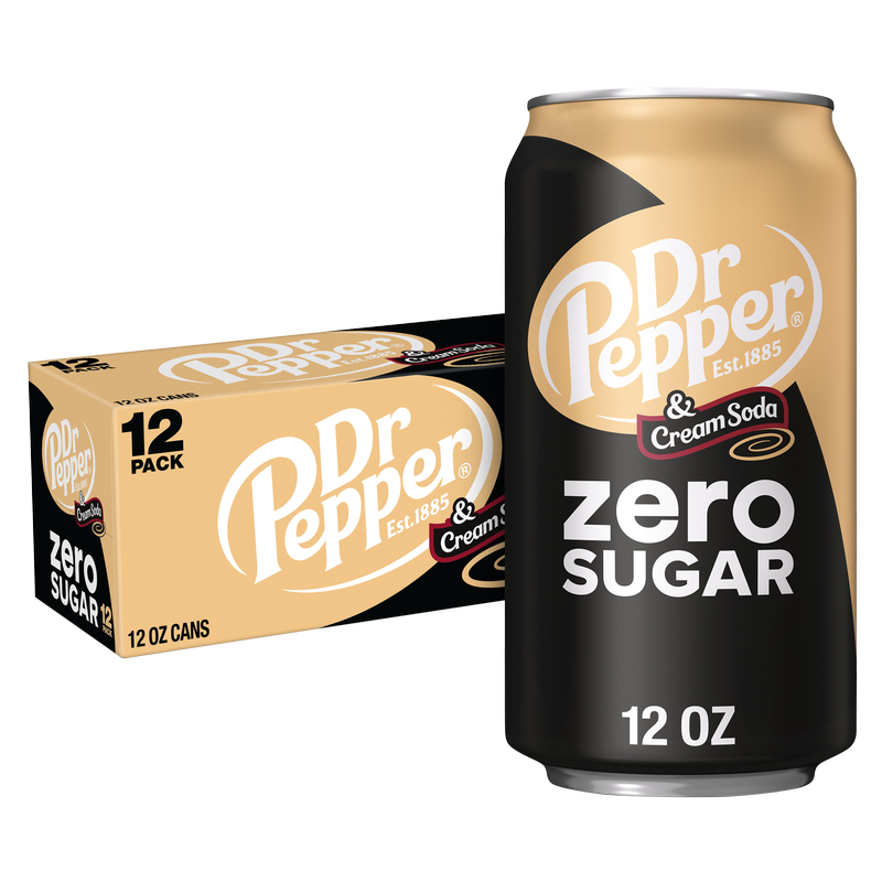 Dr Pepper & Cream Soda Zero Sugar 12pk 12oz Can