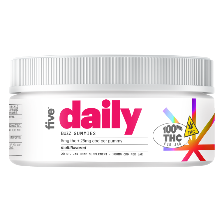 Five Daily Buzz Gummy, Multiflavored, 25mgCBD 5mgTHC, 20ct 