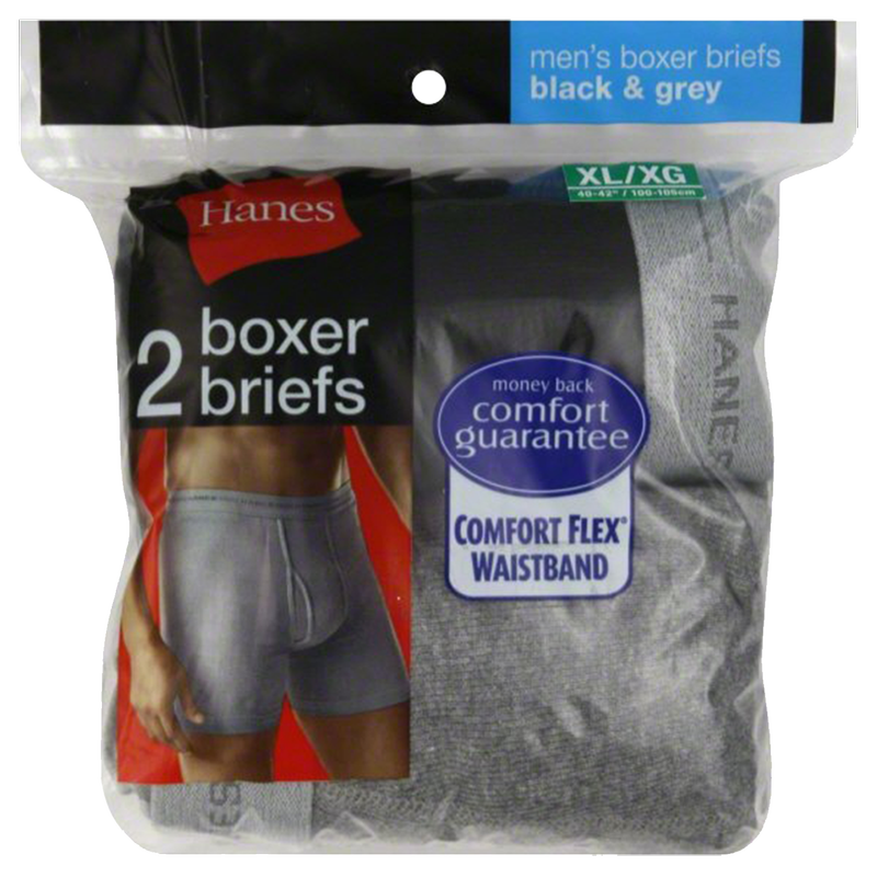 Hanes Men's Red Label Boxer Brief Black/Grey 2pk (Size XL)