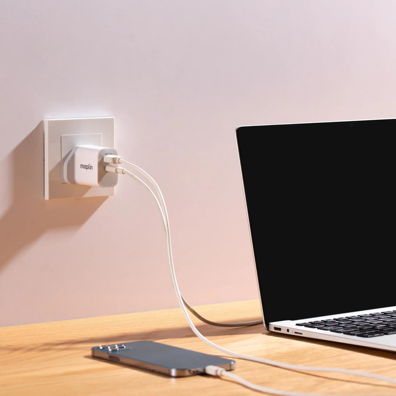 Maplin 35W USB-C & USB-A Wall Charger for Phones & Tablets, 1pcs
