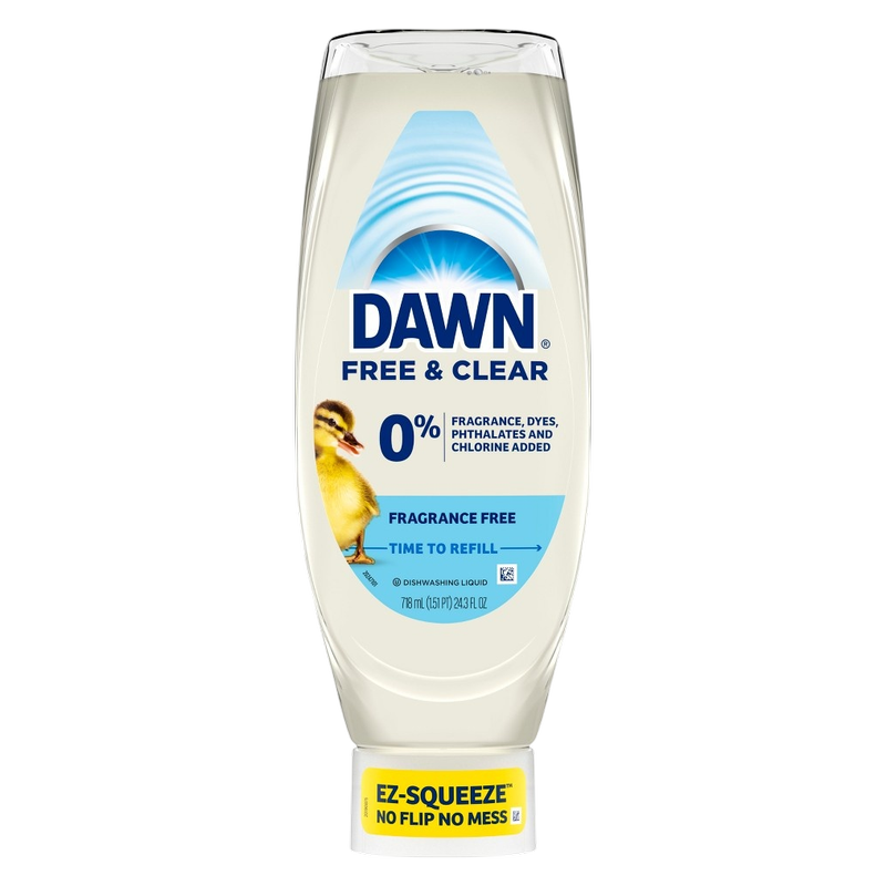Dawn Free & Clear EZ-Squeeze Dish Soap Liquid, Unscented, 24.3oz