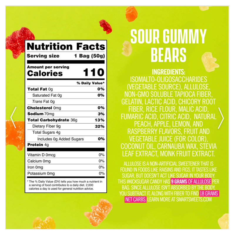 Smart Sweets Sour Gummy Bear 1.8oz