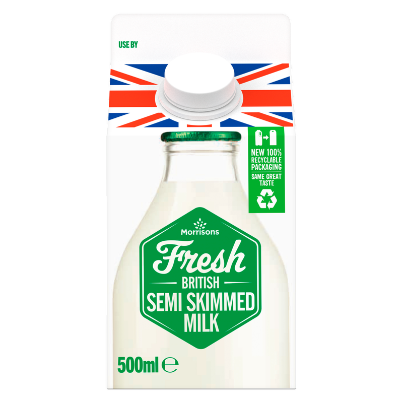 Morrisons Fresh British Semi-Skimmed Milk, 500ml
