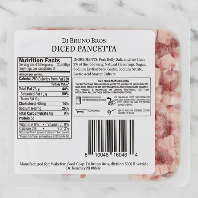 Di Bruno Bros Diced Pancetta - 4oz