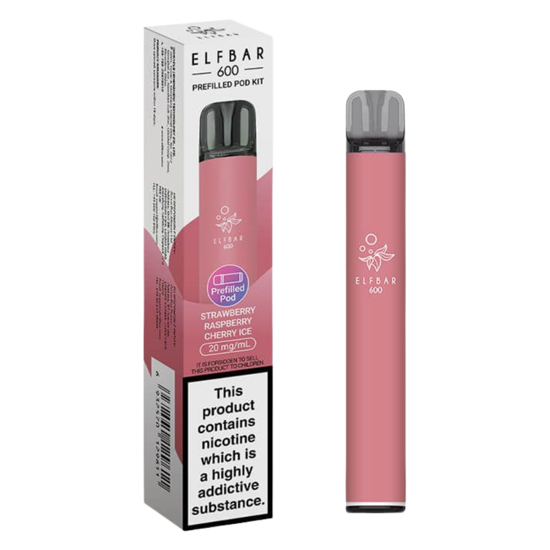 Elf Bar 600 Prefilled POD Kit Strawberry Raspberry Cherry Ice 20mg, 1pcs