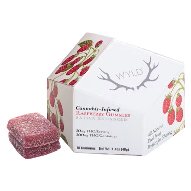 Wyld Raspberry Sativa THC 10mg Gummies, 10 Count