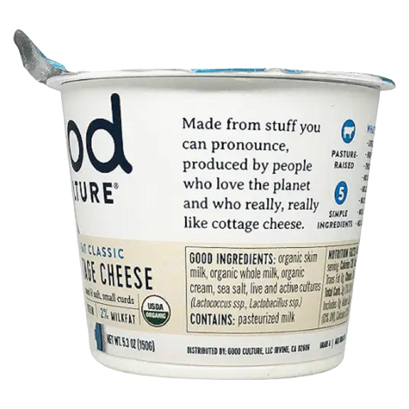 Good Culture Organic 2% Low-fat Cottage Cheese - 5oz