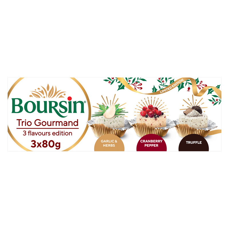 Boursin Trio Gourmand 3-Flavour Assortment, 3 x 80g