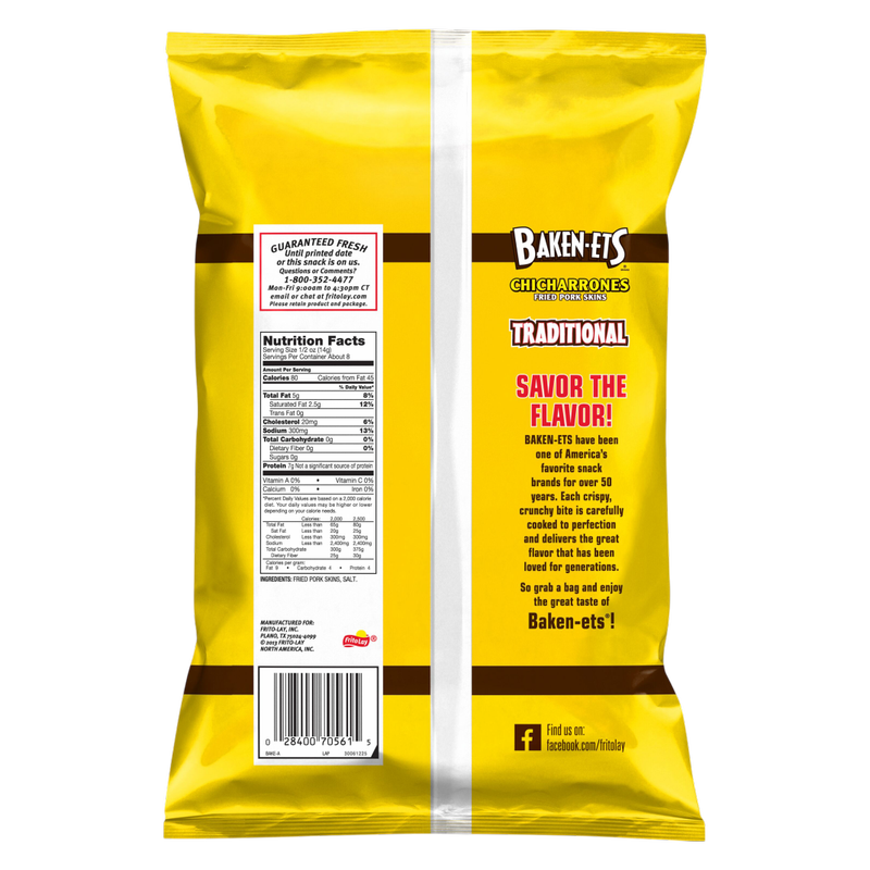  Baken-ets Fried Pork Skins, Traditional, 4 oz