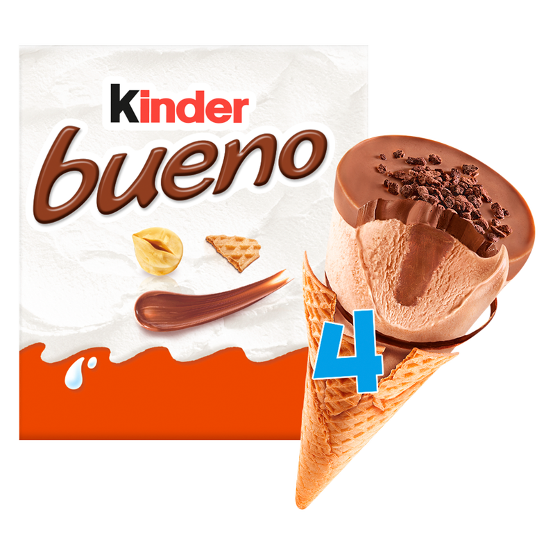 Kinder Bueno Ice Cream Cone, 4 x 90ml