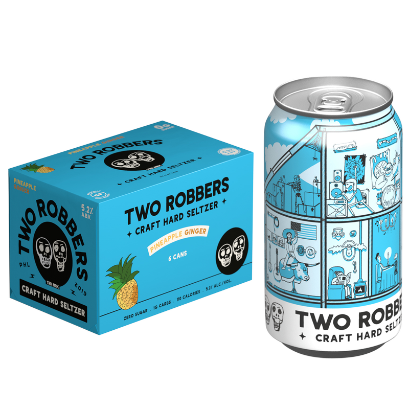 Two Robbers Pineapple Ginger Seltzer 6pk 12oz Can 5.2% ABV