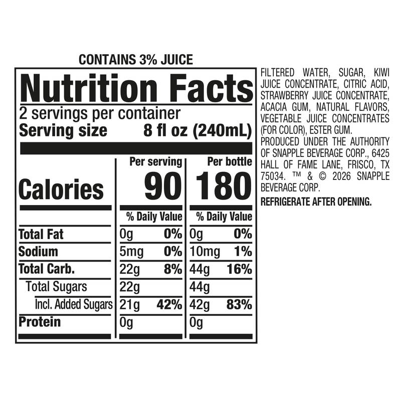 Snapple Kiwi Strawberry 16oz Btl