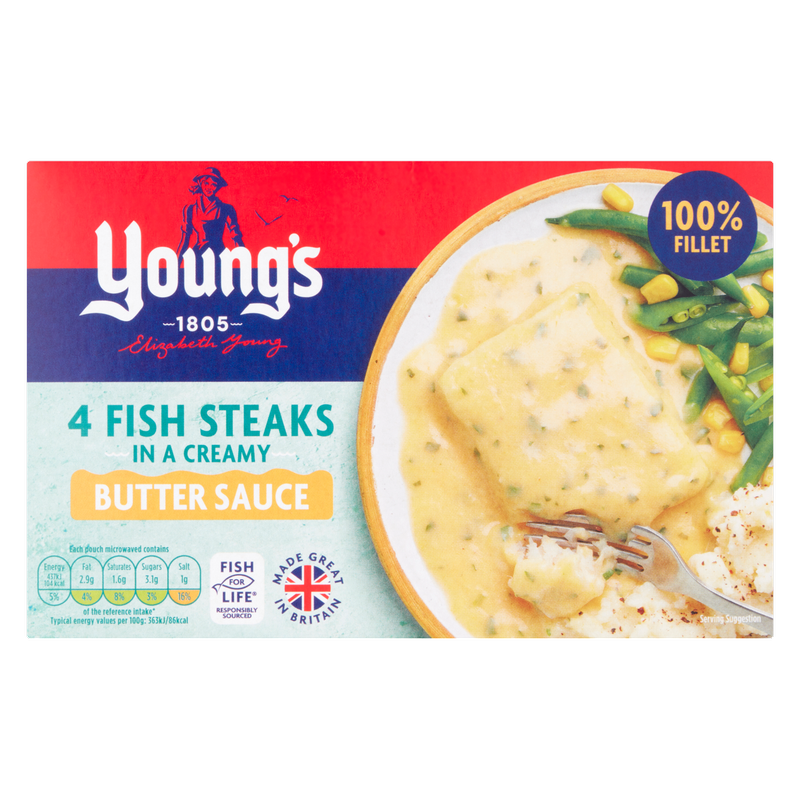 Young's 4 Fish Steaks in a Creamy Butter Sauce, 560g
