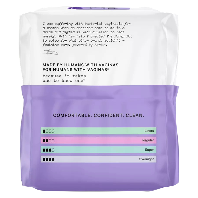 The Honey Pot Herbal Overnight Menstrual Pads, 12ct