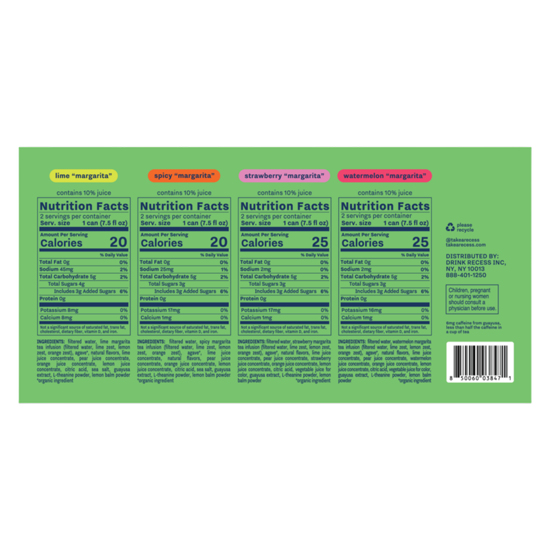 Recess Zero Proof Mini Margarita Party Pack 8pk/7.5oz Cans