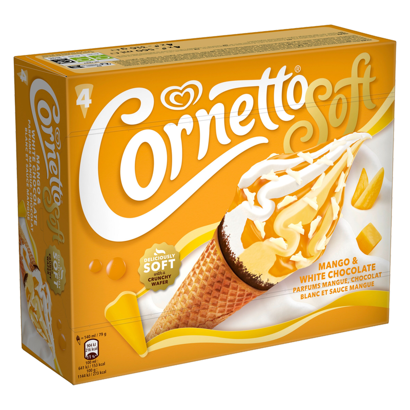 Cornetto Soft Mango & White Chocolate, 4 x 140ml