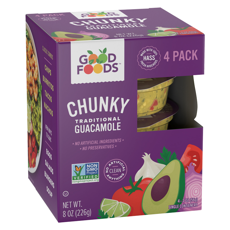 Good Foods Chunky Traditional Guacamole Single Serve - 4ct/8oz