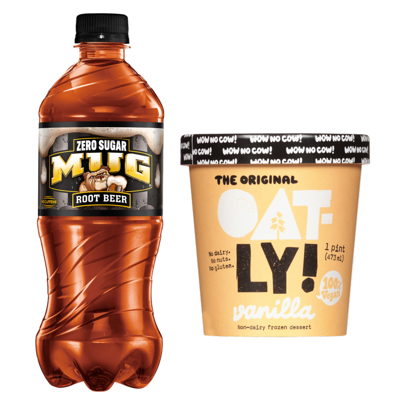 Mug Zero Sugar Root Beer 20oz & Oatly Non-Dairy Vanilla Ice Cream Pint