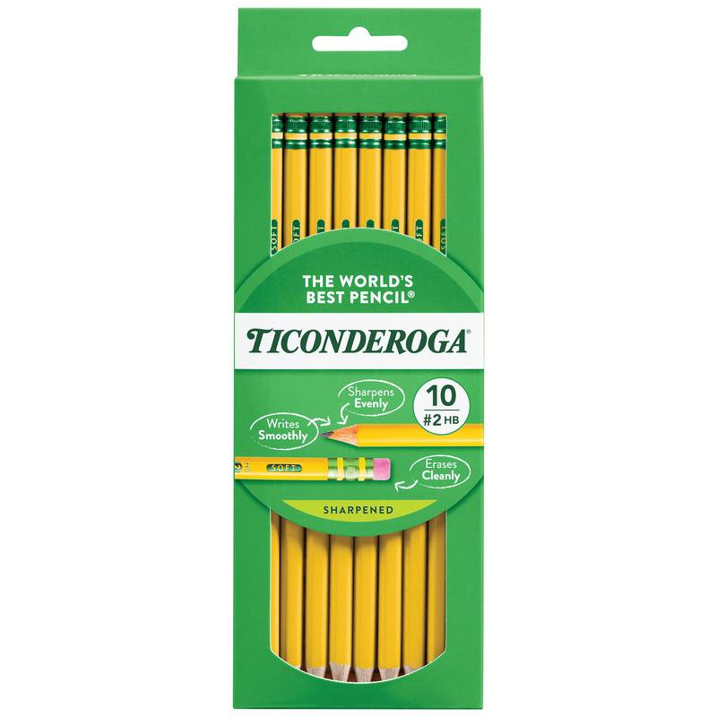 Ticonderoga #2 Pre-Sharpened Pencils, Yellow, 10 ct