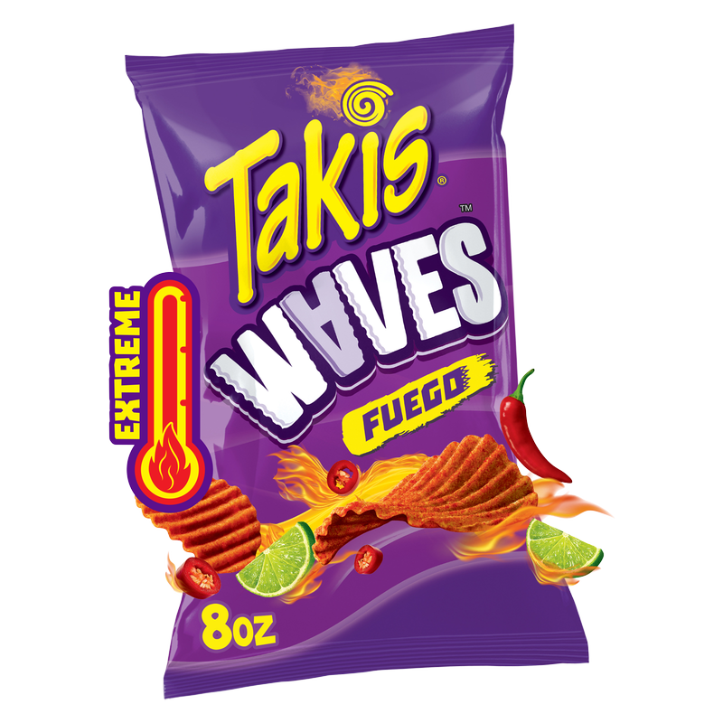 Takis Fuego Waves Spicy Wavy Potato Chips Sharing Size Bag 8oz