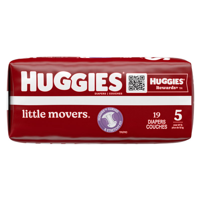 Pañales para bebé Huggies Little Movers, talla 5 (más de 12 kg), paquete de 19