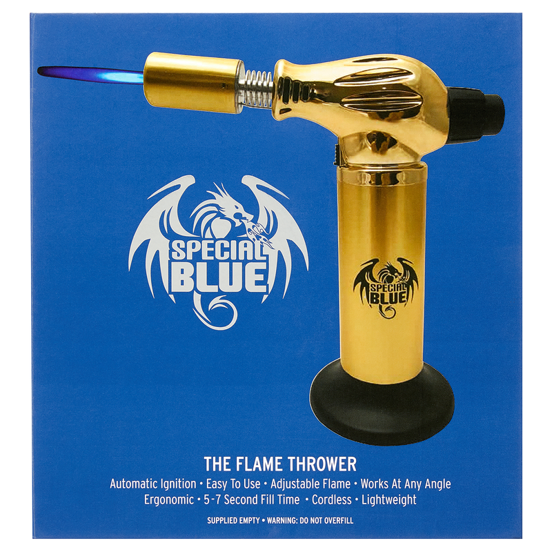 Special Blue The Flame Thrower Gold Butane Torch