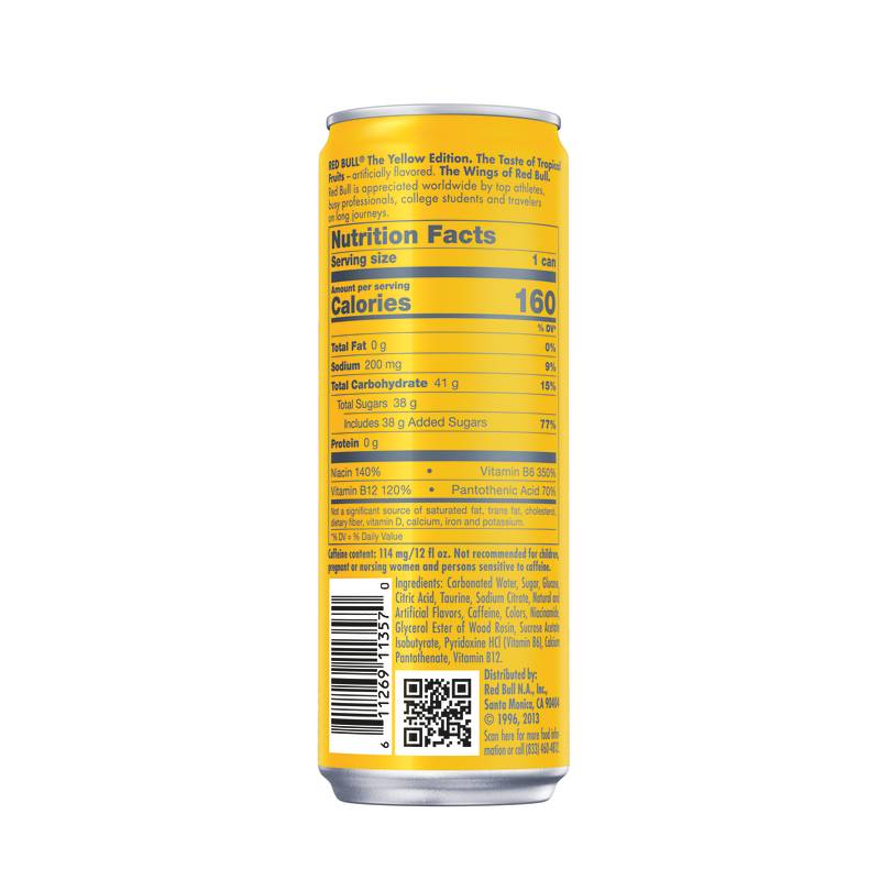 Red Bull Energy Drink The Yellow Edition Tropical 12z Can