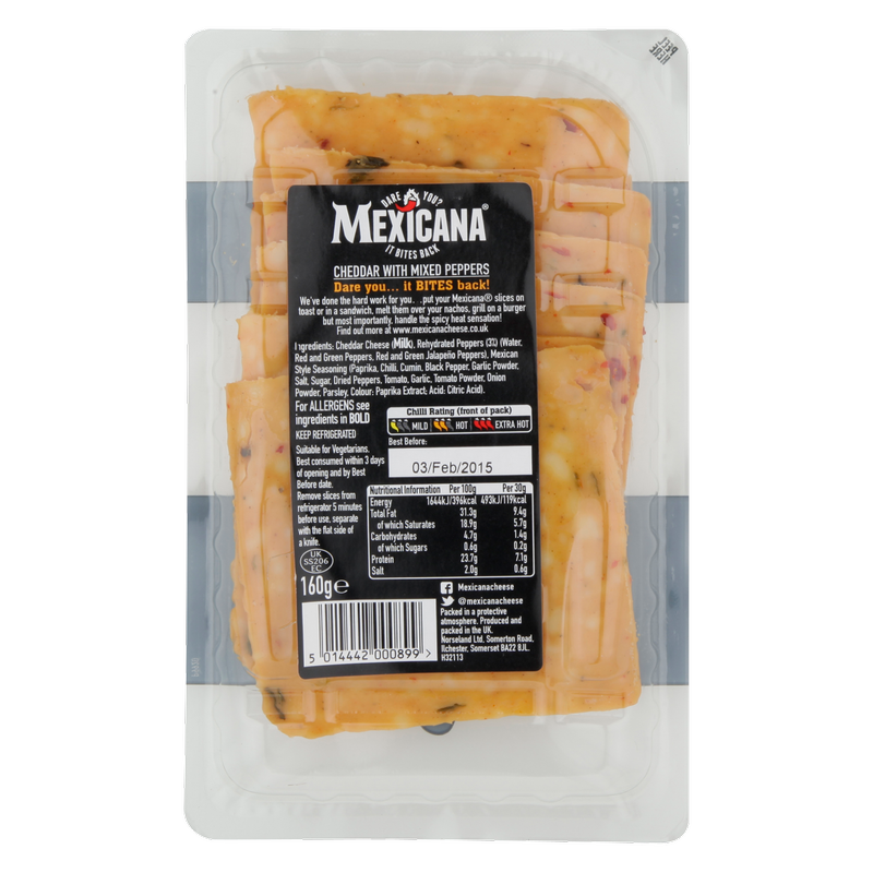 Mexicana Original Hot Cheddar Slices, 160g