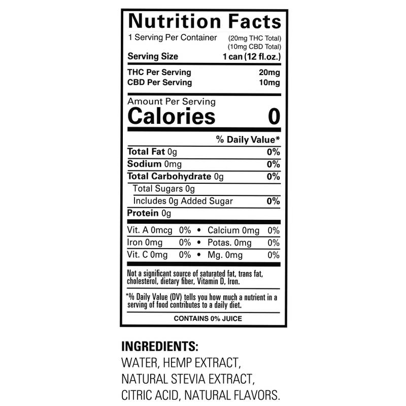 Delta 20mg THC Blood Orange Cannabis Water 4pk 12oz Can