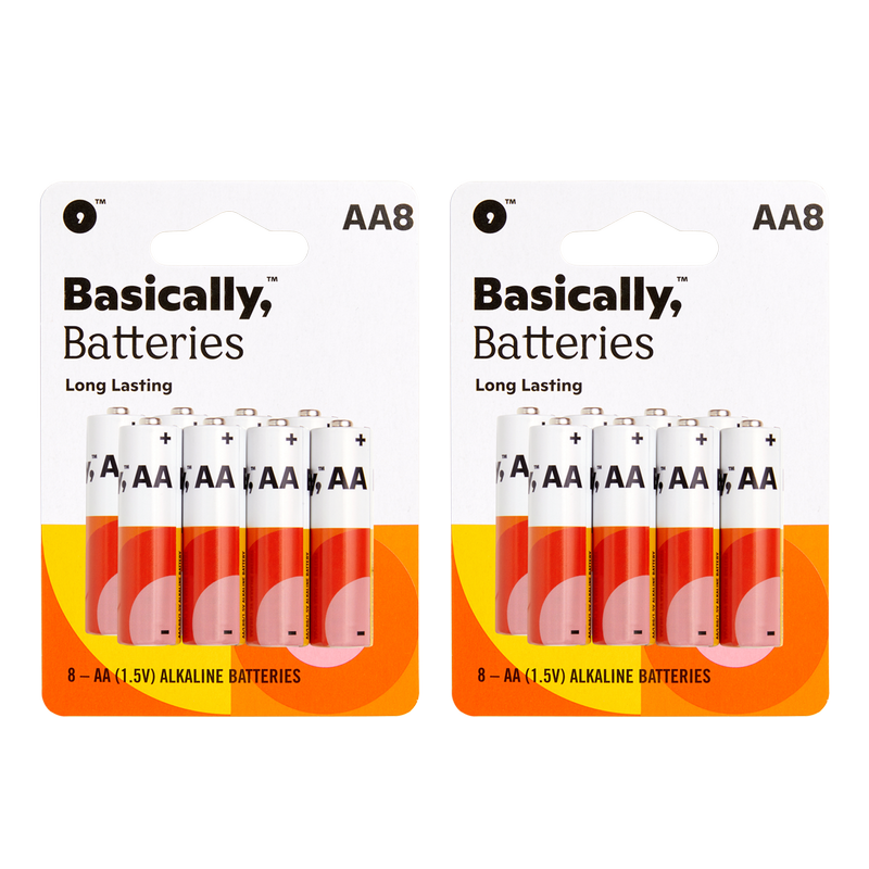 Basically, 8ct AA Alkaline Batteries (Pack of 2)