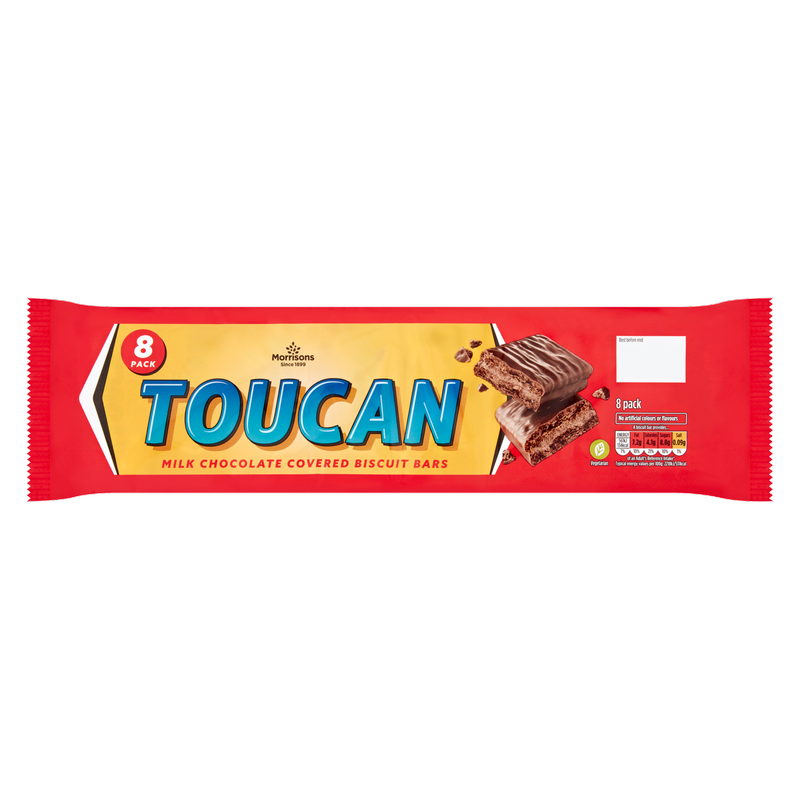 Morrisons Toucan Milk Chocolate Biscuit Bars, 8 x 25g