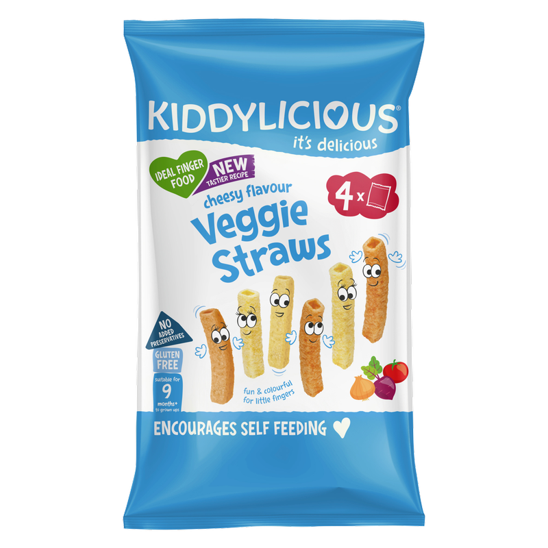 Kiddylicious Cheesy Flavour Veggie Straws, 4 x 12g